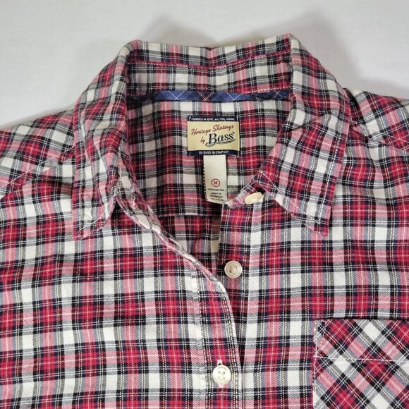 G.H. Bass & Co. Women Red Cotton Plaid Heritage Button Up Shirt Size M - Picture 2 of 10